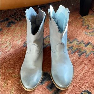 Light Blue Leather Boots